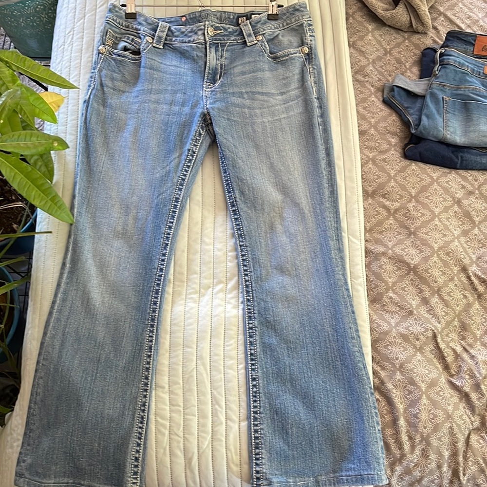 Miss Me jeans. Bootcut. light in color.